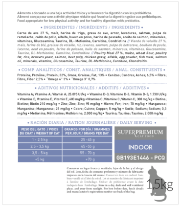 Yerbero NATURE INDOOR pienso "light" superpremium para gatos 1.5kg