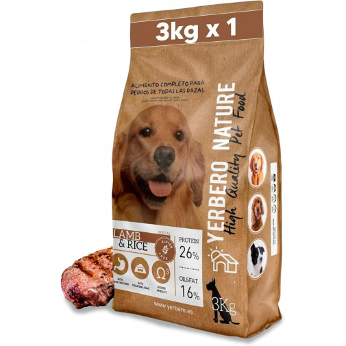 Yerbero Nature lamb rice hipoalergénico sin gluten perros cordero arroz 3kg