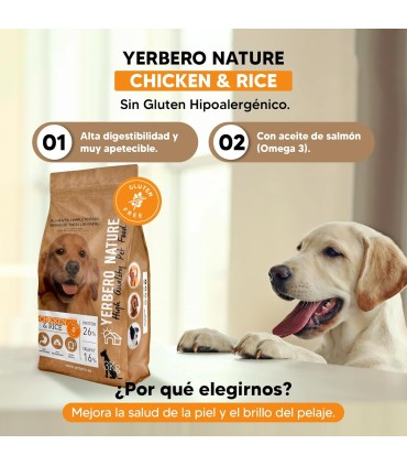 Yerbero Nature Chicken & Rice Comida Premium Hipoalergénico Sin Gluten