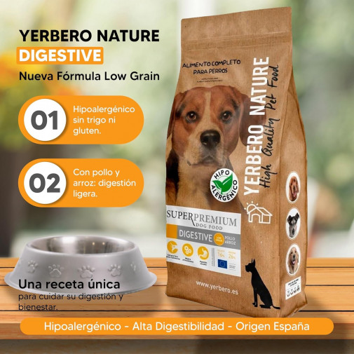 Yerbero Nature Digestive Low Grain hipoalergénico para perros