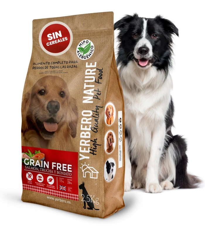 YERBERO NATURE GRAIN FREE PERROS SIN CEREALES SALMON/TRUCHA