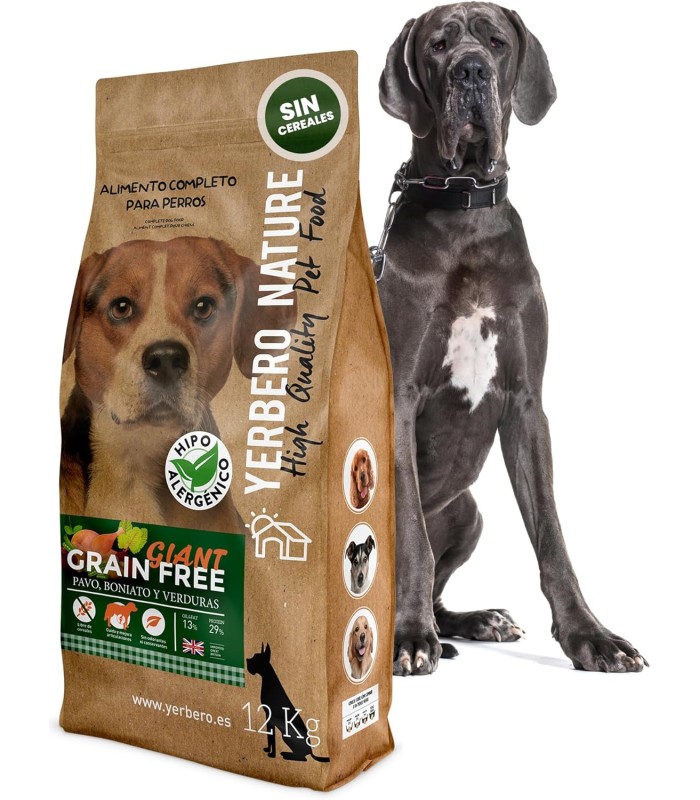 Yerbero NATURE GRAIN FREE GIANT comida para perros grandes SIN cereales