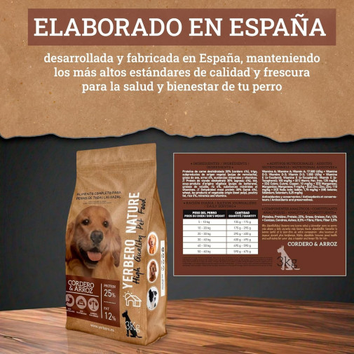 Yerbero Nature Cordero y Arroz Comida Premium Alta Digestibilidad