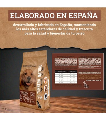 Yerbero Nature Cordero Y Arroz Comida Premium Para Perros