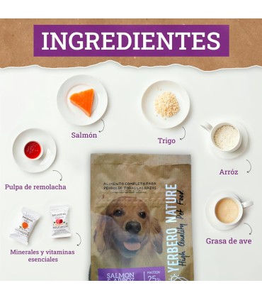 Yerbero Nature Salmón Y Arroz Comida Premium Para Perros