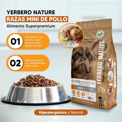 Yerbero Nature Mini Pollo hipoalergénico para perros razas mini