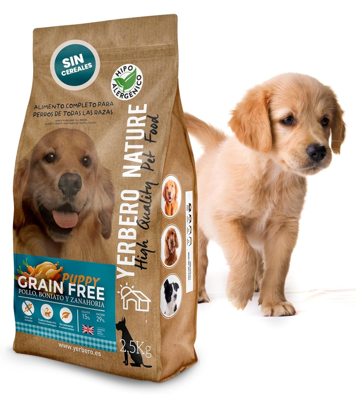 Yerbero Nature GRAIN FREE PUPPY con Pollo, Boniato y Zanahoria.