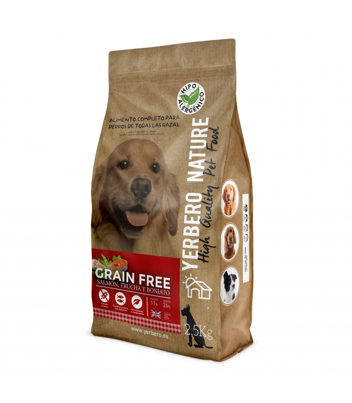 YERBERO NATURE GRAIN FREE COMIDA PARA PERROS SIN CEREALES SALMON/TRUCHA